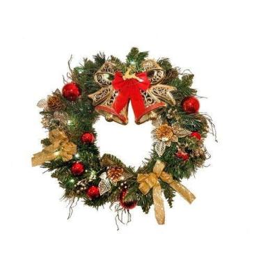 Imagem de Guirlanda De Natal Decorada Luzes De Led 40 cm x 40 cm Luxo - Amor Lin