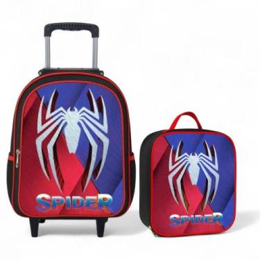 Imagem de Kit Mochila Infantil Masculina Rodinha + lancheira Térmica - RDM, Verm