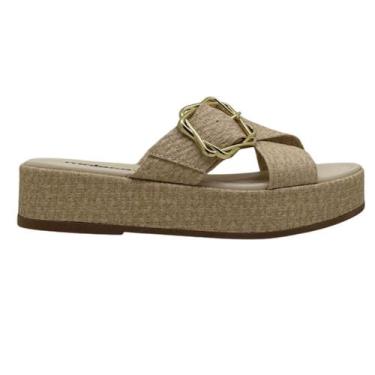 Imagem de Tamanco Feminino Plataforma Slide Moleca Classico 5553.101, 36, Creme