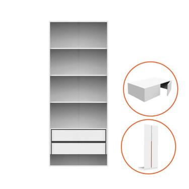 Imagem de Guarda-Roupa Modulado com Maleiro e Prateleiras New Tuyo 4 Portas Articuladas 2 Gavetas Branco 90 cm
