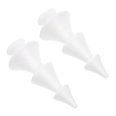 Imagem de 2 peças de árvore de Natal branca feita à mão espuma DIY enfeite de mesa decoração para festas de fim de ano em casa