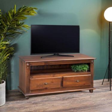 Imagem de Rack Para Tv 45 Polegadas 2 Gavetas Nicho Pés Torneados - Imbuia Glazer