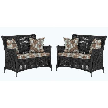 Imagem de 2 Sofás área Externa Igapó Alumínio Preta Corda Náutica E6 Preto