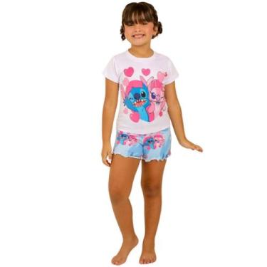 Imagem de Pijama Infantil Menina Stitch Divertidamente - Lislô, G, Stitch e Ange