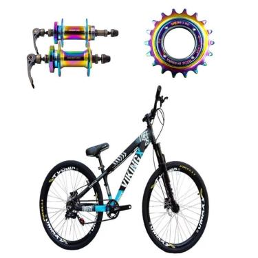 Imagem de Bicicleta Aro 26 Vikingx Preto Azul Single Cubo E Catraca De Rosca Camaleão