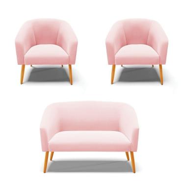 Imagem de Kit 01 Namoradeira 02 Lugares E 02 Poltronas Rosa Bebê