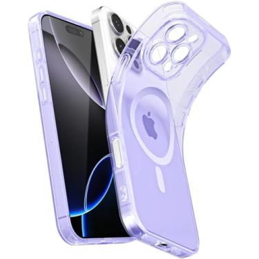 Imagem de Svanove Capa transparente macia para iPhone 16 Pro Max Magnetic, compatível com Magsafe Minimalista Ultra Fina Transparente Silicone SafeCase, Não Amarelecimento Borracha TPU Mag Safe Cover, Roxo