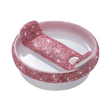 Imagem de Tampa de copo de substituição de 1,134 g para Stanley Cup Bling Tampas de copo de substituição compatíveis com Stanley Quencher 2.0 Cup Top Covers Acessórios para mulheres (rosa)