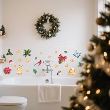 Imagem de Adesivos de parede de Natal 30 x 60 cm PVC decoração de férias com motivos festivos para janelas e paredes, fácil de aplicar e remover, design colorido
