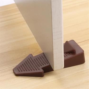 Imagem de Rolha de porta em forma de flecha anticolisão de borracha oculta reutilizável para casa silenciosa bloco de porta de quarto, 9,6 * 4,5 * 2,3 cm (2 peças, marrom)