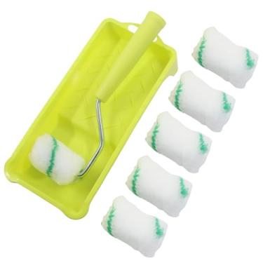 Imagem de BokWin Kit de mini rolo de pintura: rolos de espuma de 5 cm com 6 recargas, bandeja de tinta e alça de rolo - pacote com 8 para projetos de estêncil DIY menores, ideal para retoques de decoração de