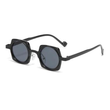 Imagem de VFDHN Óculos de sol pequenos da moda punk, femininos, retrô, lentes transparentes, masculino, armação (C1, preto, preto)