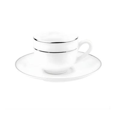 Imagem de Xicara De Café Com Pires 90ml Porcelana Borda Prata Majesty Silver Lux