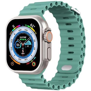 Imagem de AIRPROCE Compatível com Apple Watch Ocean Bands de 38 mm, 40 mm, 41 mm, 42 mm, 44 mm, 45 mm, 49 mm, pulseira esportiva de silicone macio para iWatch Ultra SE Series 8 7 6 5 4 3 2 1 Sport Edition para mulheres e homens (42/44/45/49 mm, cacto)