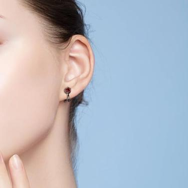 Imagem de Brincos de pressão para mulheres, hipoalergênicos, não perfurados, sem dor, Medium, Cobre, Cria granada