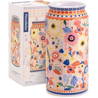 Imagem de PieceRelax Vaso de flores exclusivo - Vaso de quebra-cabeça 3D para adultos para arranjos de flores e decoração de casa feito por 192 peças de quebra-cabeça de plástico curvado - Flores tecidas