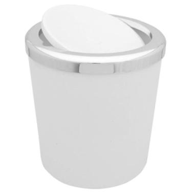 Imagem de Lixeira 5 Litros Tampa Basculante Redonda Metalizada Plástica Banheiro