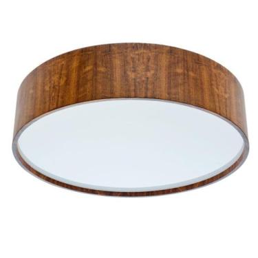 Imagem de Luminária Plafon Redondo Cilíndrico 40x12cm Madeira e Acrílico - FOXLu
