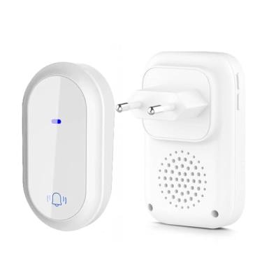 Imagem de Campainha Sem Fio Autoalimentada, 38 Melodias, Alcance 150 Metros, Volume Ajustável, Sem Bateria, Branco