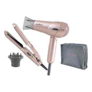 Imagem de 2X Kit Britânia Travel Rose Gold Secador + Prancha E Difusor
