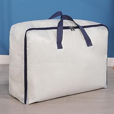Imagem de Bolsa de armazenamento transparente extra grande – Sacos de armazenamento de malha grossa com zíper para cobertores, roupas e mudanças, organizador de embalagem resistente (azul marinho)