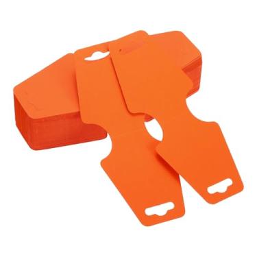 Imagem de PATIKIL Cartões de exibição de colar e pulseira, 100 peças, porta-cartões em branco, embalagem de joias para pendurar colares, gargantilhas, brincos, acessórios de faixa de cabelo (laranja, 12 x 5 cm)
