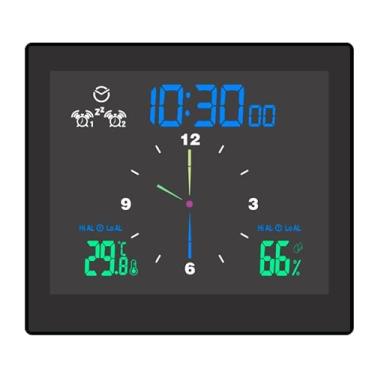 Imagem de Relógio Termohigrômetro desperr Digital Termômetro Interno Higrômetro Relógio Com Função de Alarme Duplo desktop E Montagem Na Parede Usb E Bateria Opeed Tela Colorida