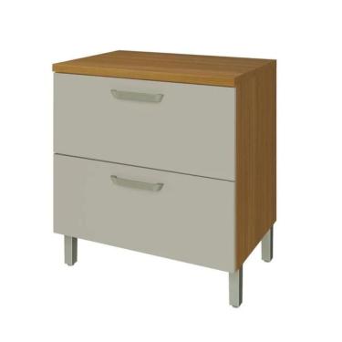 Imagem de Balcão De Cozinha Com Tampo 1 Porta 1 Gaveta Princesa Freijó E Off White 80cm