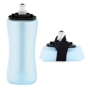 Imagem de nohlerlife Garrafa de água portátil de silicone macio de 350 ml, garrafa de água portátil dobrável para corrida, hidratação, manhã, corrida, escalada, ciclismo, atividades esportivas (azul)