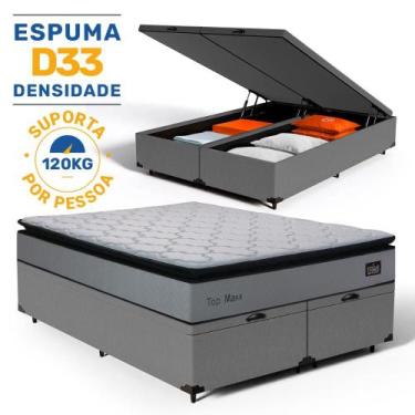 Imagem de Cama Box Baú com Colchão de Espuma D33 Pillow Top Maxx Queen 158 cm - 