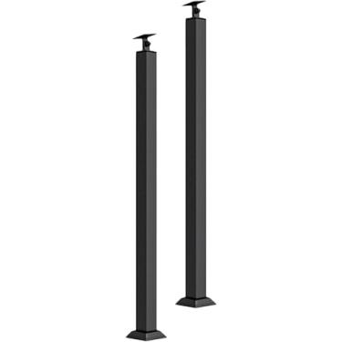 Imagem de 2 4 6 8 10 Pc Postes De Balaústre De Metal Preto, 28 36 44 50 58 Polegadas De Altura Sistema De Corrimão De Escada Para Interior Exterior Deck Varanda Escada Montagem, 2pc, H 73cm/28.7in
