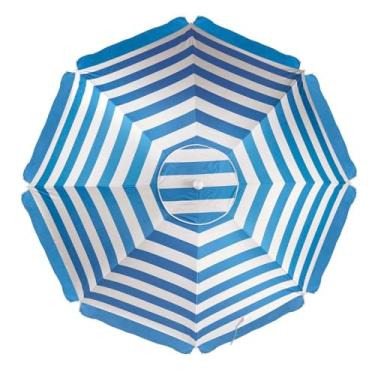 Imagem de Guarda Sol Grande Articulado Verão 2,60m Com Haste Em Alumínio (Azul Claro Listrado)