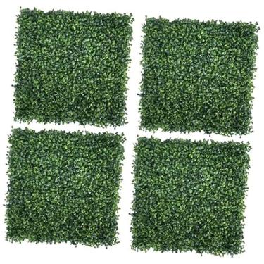 Imagem de MotiveTech 4 peças de painéis de parede de grama artificial, fundo de parede verde, 20" x 20" decoração de quintal, falsa, painel de buxo