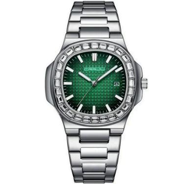 Imagem de Relogio Masculino Casual Quadrado Em Aço Inoxidável Impermeavel 3atm Verde