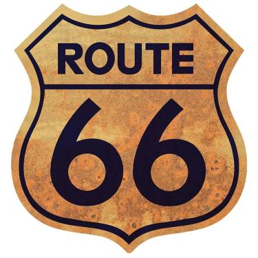Imagem de Placa Decorativos Mdf 38x36 Route 66 Rota 66 Amarelo