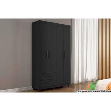 Imagem de Guarda Roupa Solteiro 4 Portas E 2 Gavetas Canadá Preto Fosco - Conquista
