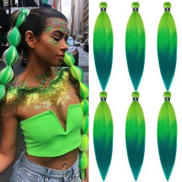Imagem de Braiding Hair Pruyo Green Ombre pré-esticado de 26 polegadas, pacote c