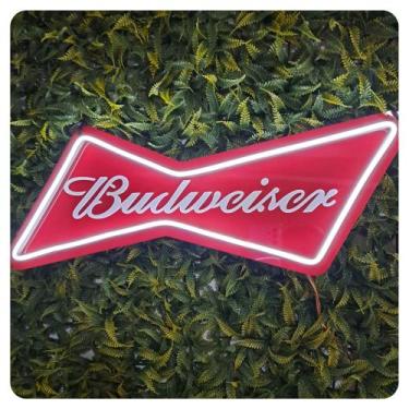 Imagem de Painel Neon Led Budweiser C/ Acrílico 50cm X 20cm C Controle Fundo Ver