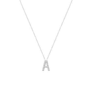 Imagem de Colares com inicial para mulheres, pingente de letra A-Z banhado a ouro 14K com zircônia cúbica - corrente ajustável de 45,7 a 50,8 cm - Presentes de Dia dos Namorados para ela, presentes de