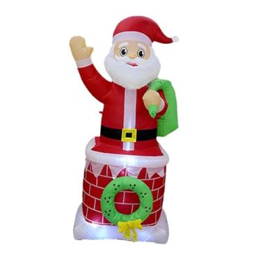 Imagem de Esquirla Papai Noel inflável iluminado para decoração de Natal, 180 cm, enfeite para jardim, festa, área externa e quintal.