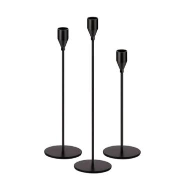 Imagem de Castiçais cônicos, castiçais altos para decoração de casa de Natal, mesa de manto, casamentos, jantar, festa, presente de inauguração de casa e aniversários