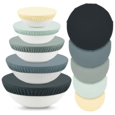 Imagem de Yiyiring 5 capas reutilizáveis para tigela à prova de pão, 5 tamanhos de cera de abelha de algodão elástico para armazenamento de frutas e alimentos (verde)