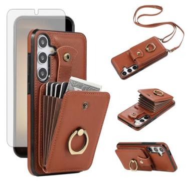 Imagem de Asuwish Capa de celular para Samsung Galaxy S25 FE 5G carteira celular com protetor de tela de vidro temperado e alça transversal anel suporte RFID cartão de crédito S 25 EF S25FE 25S 25FE mulheres