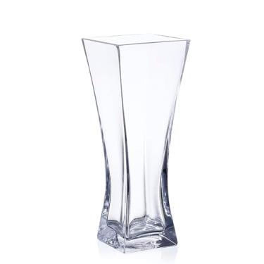 Imagem de Vaso de vidro quadrado de 25,4 cm de altura, vasos de flores transparentes de abertura superior para velas, centro de mesa de casamento, decoração moderna, presente de inauguração de casa