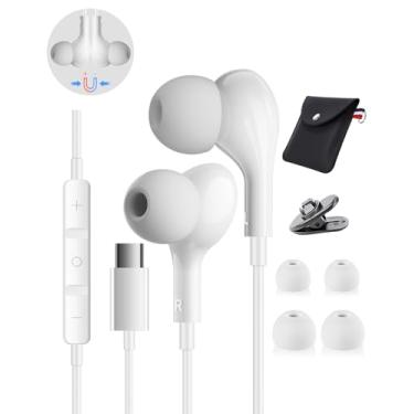 Imagem de Fones de ouvido USB C com fio para iPhone 15 Plus 16 Pro Max 17 AIT Samsung Galaxy S25 S24 S23 Ultra S22 A55 A56 A16 fones de ouvido intra-auriculares com microfone, controle de volume, fones de