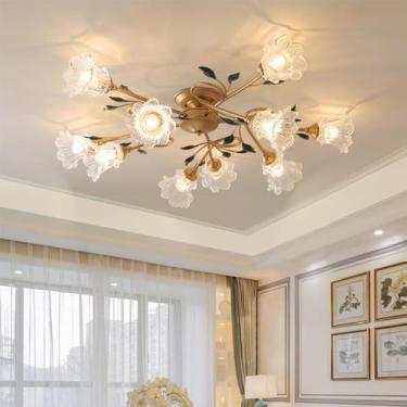 Imagem de Luminária de teto American Flower, estilo pastoral francês, criativa, para sala de estar, sala de jantar, quarto, casa de campo, loja de roupas, luminária pendente de LED para decoração de c