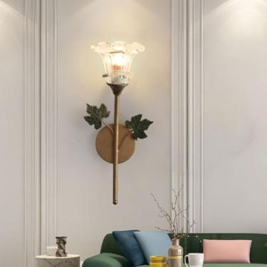 Imagem de Luminária de parede LED americana em formato de flor, estilo pastoral francês, criativa, para sala de estar, quarto, corredor, casa de campo (1 lâmpada).