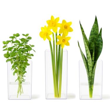 Imagem de Kit 3 Vasos Decorativos para Flores e Plantas, Acrílico Transparente