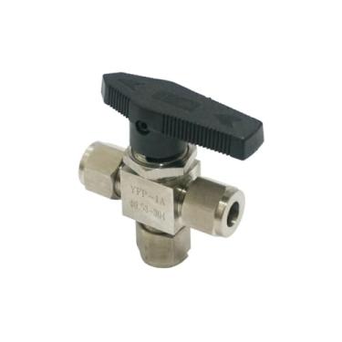 Imagem de Adequado para tubo O/D de 3/20.3 cm 304 T de aço inoxidável 3 vias Conexão de compressão válvula de esfera de desligamento 915 PSI PN 6,4