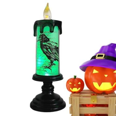 Imagem de Velas sem chama de Halloween – Luz LED de terror cintilante para Halloween | Lâmpada gótica acrílica alimentada por bateria para casamento, festa, Natal, festival
